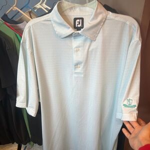 Mens Large Footjoy golf polo light blue and white